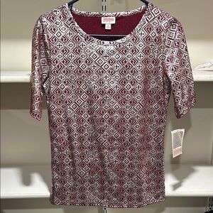 Multicolored Fitted Round Neck 3/4 Sleeve Blouse